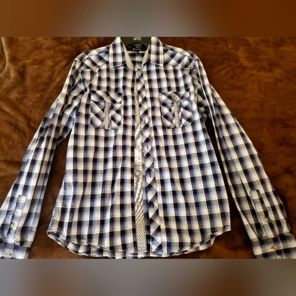 Men's Blue Plaid Shirt L